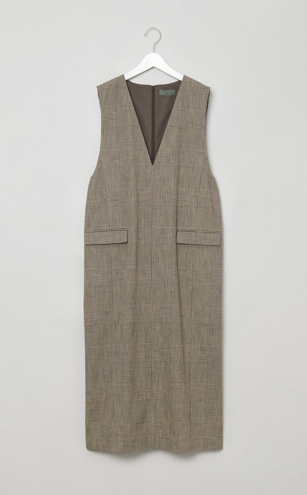 グレンチェックVネックワンピース