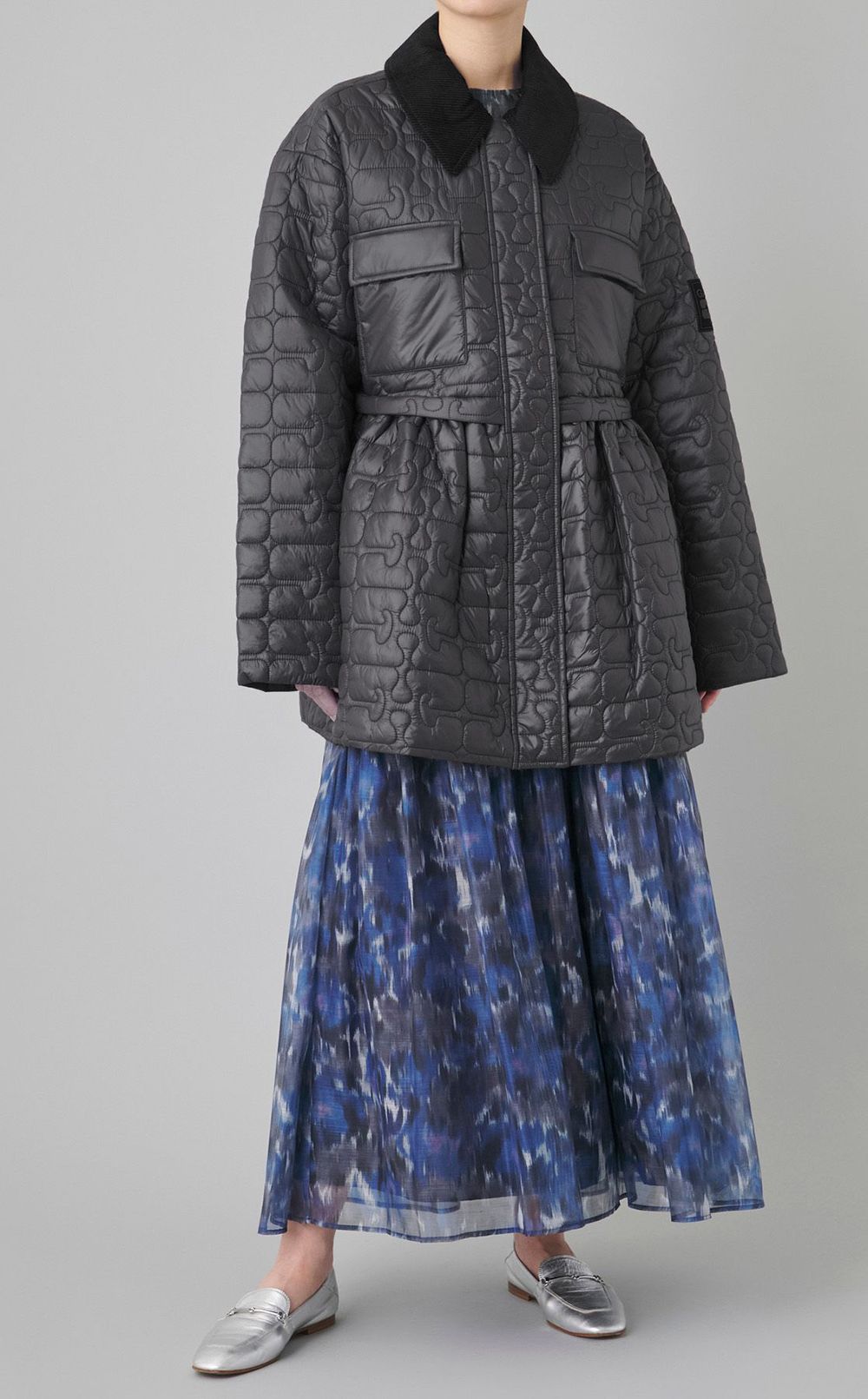 キルティングミディジャケット