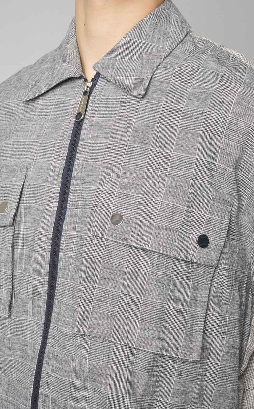 Wポケットチェックブルゾン