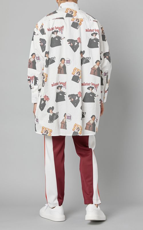 プリント柄ロングシャツ