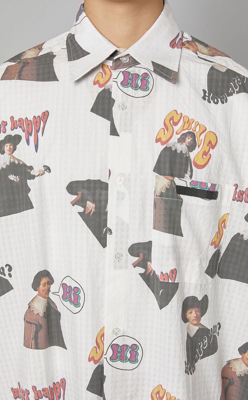 プリント柄ロングシャツ