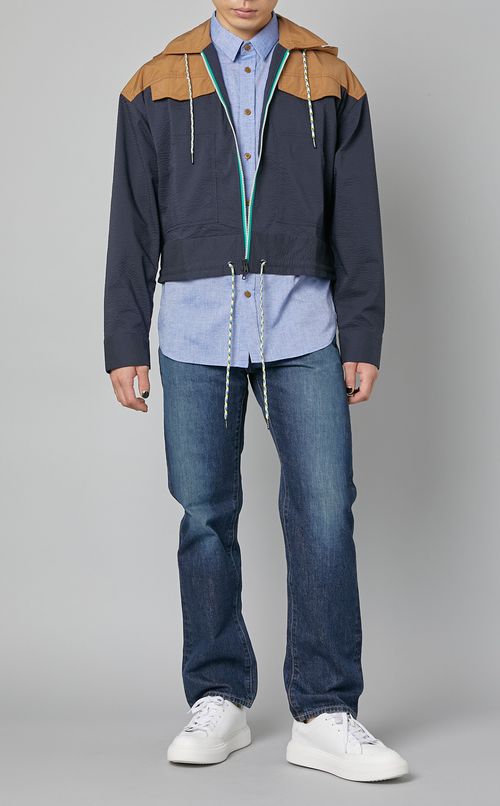 バイカラーフードブルゾン