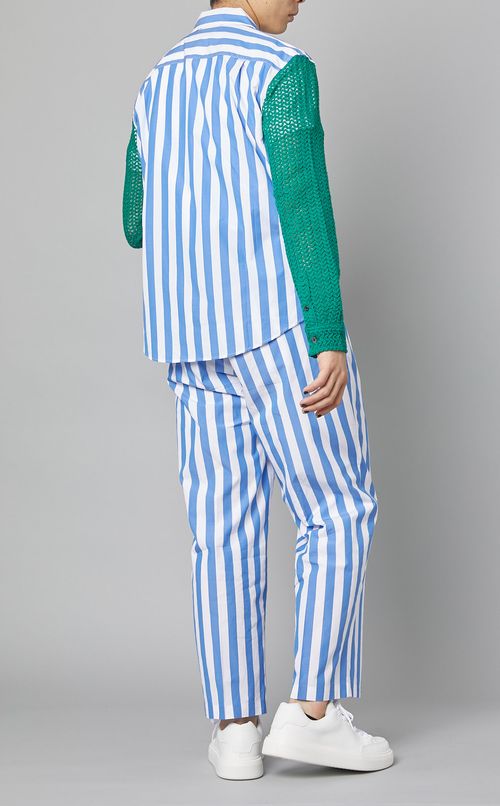 ニットコンビストライプブルゾン