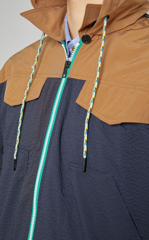 バイカラーフードブルゾン