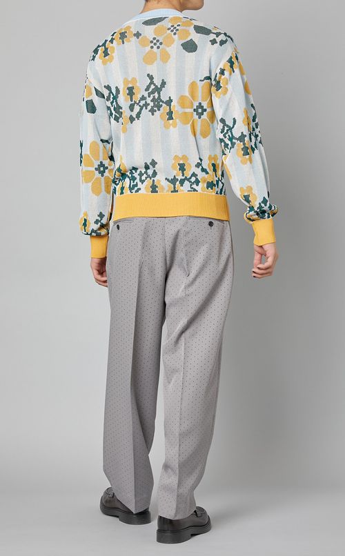 ストライプフラワーニット