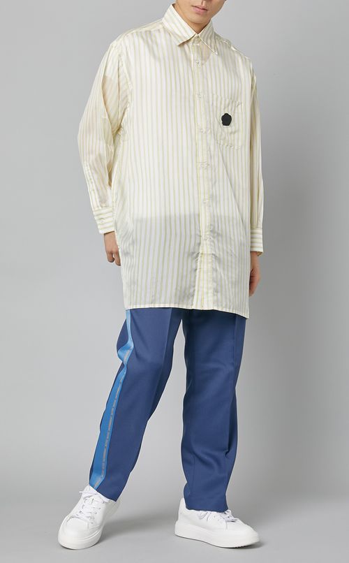 イエローストライプロングシャツ