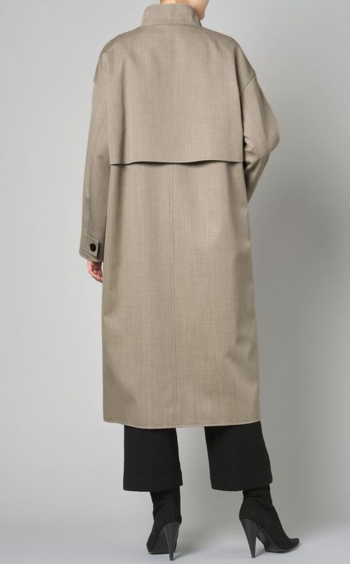 ウールギャバジンスタンドカラーコート