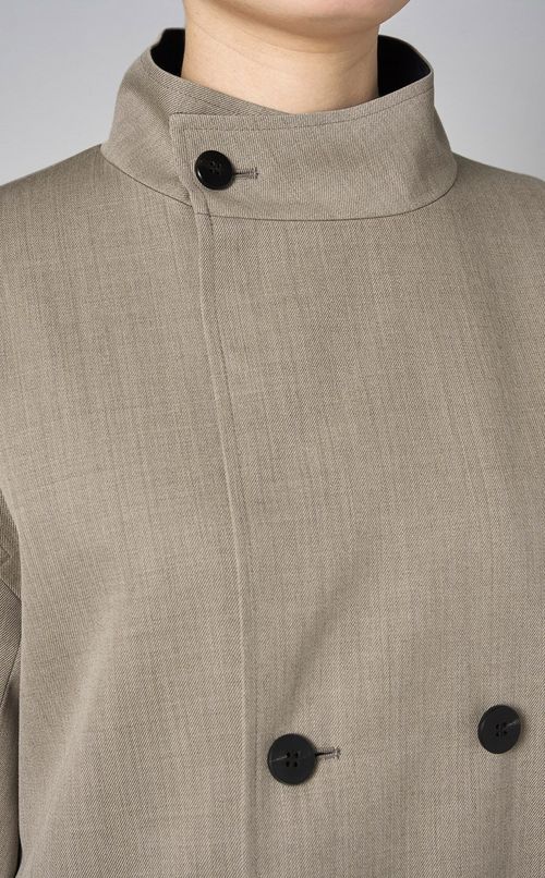 ウールギャバジンスタンドカラーコート