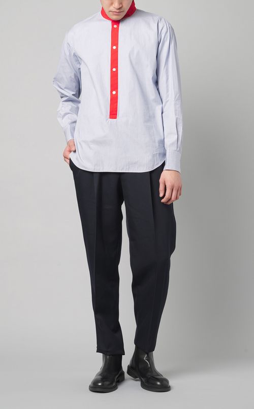 ストライプバイカラーシャツ