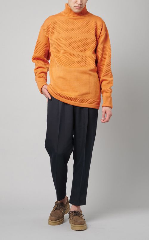 ボーダーパターンタートルネックニット