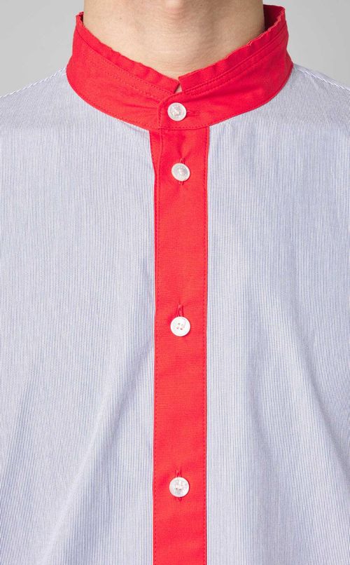 ストライプバイカラーシャツ