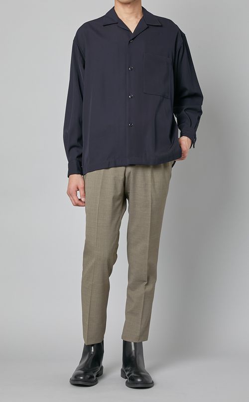 ウールレーヨンオープンカラーシャツ