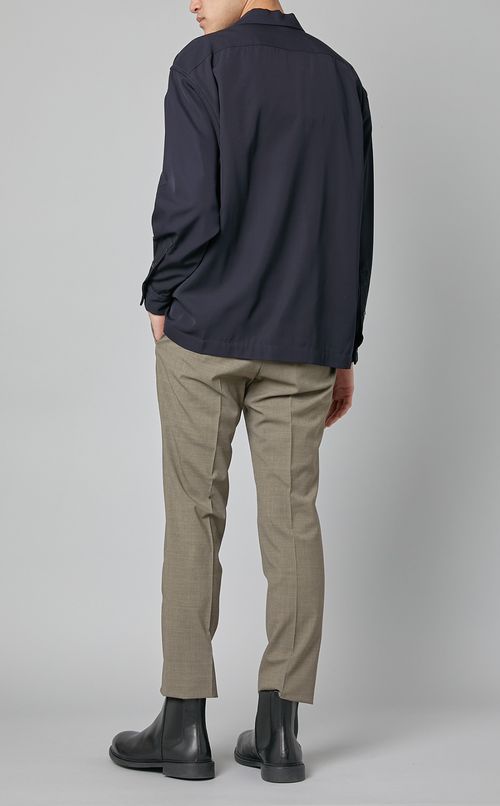 ウールレーヨンオープンカラーシャツ