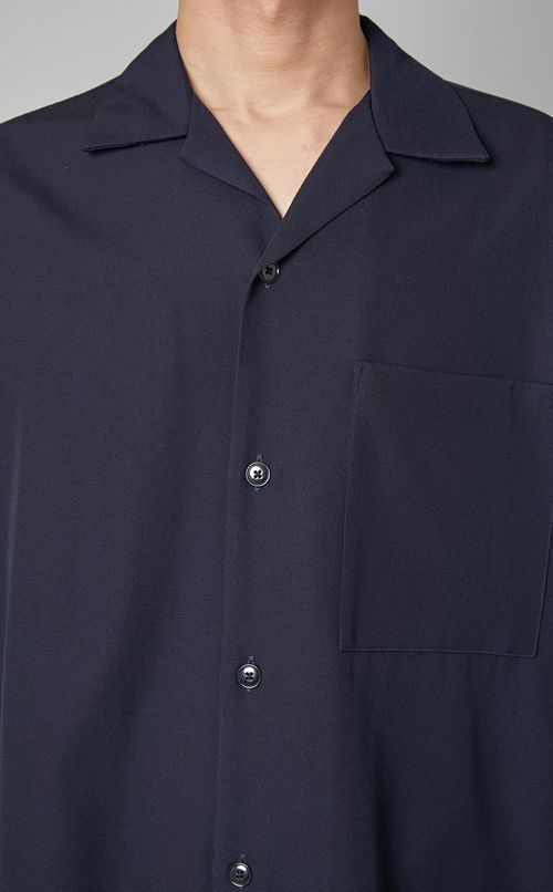 ウールレーヨンオープンカラーシャツ