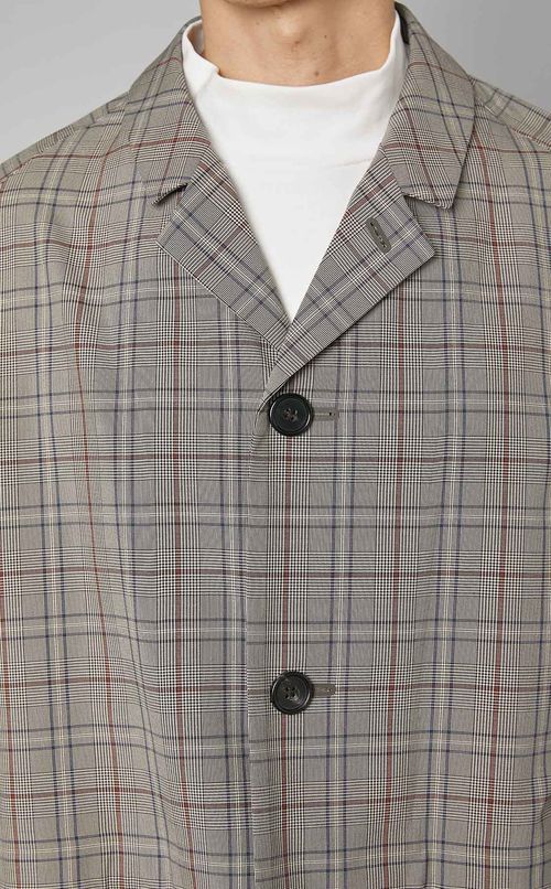 ポリエステルコットンチェックコート