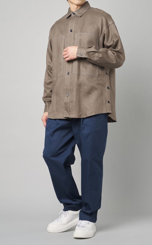 ポリエステルコットンプリーツパンツ