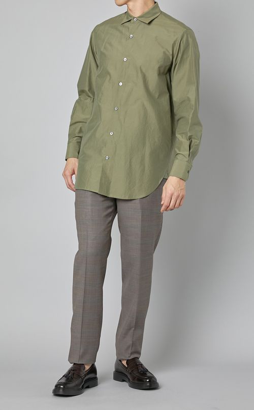 コットンシルクセミワイドカラーシャツ