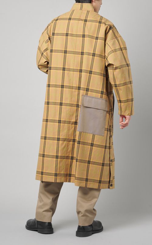 チェックコンビスタンドカラーコート