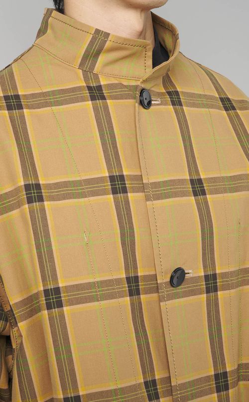 チェックコンビスタンドカラーコート