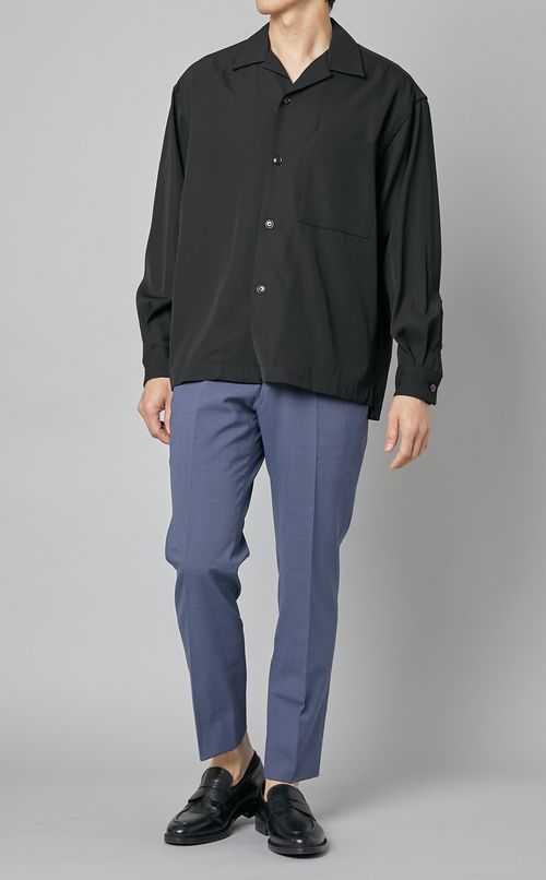 ウールレーヨンオープンカラーシャツ