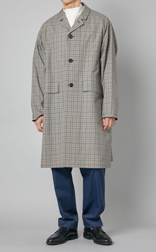 ポリエステルコットンチェックコート