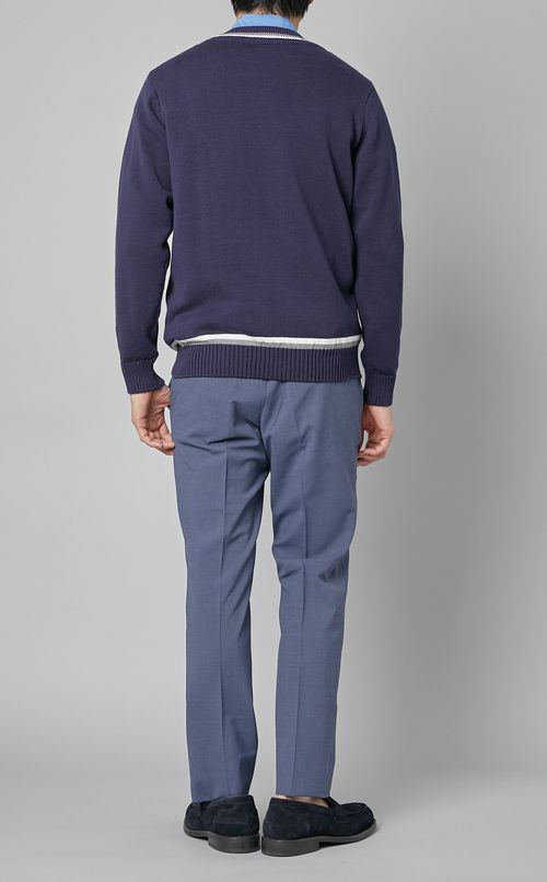 コットンチルデンVネックニット