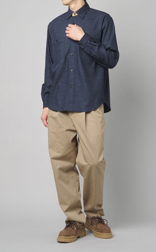 ポリエステルコットンプリーツパンツ