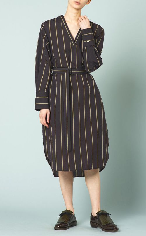 ベルト付ストライプワンピース