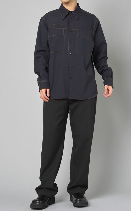 トロピカルウールダブルポケットシャツ