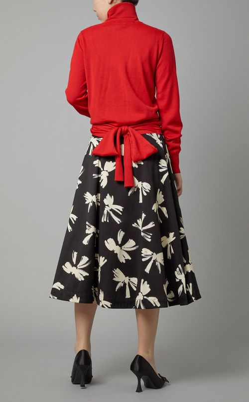 フロントリボンタートルネックニット