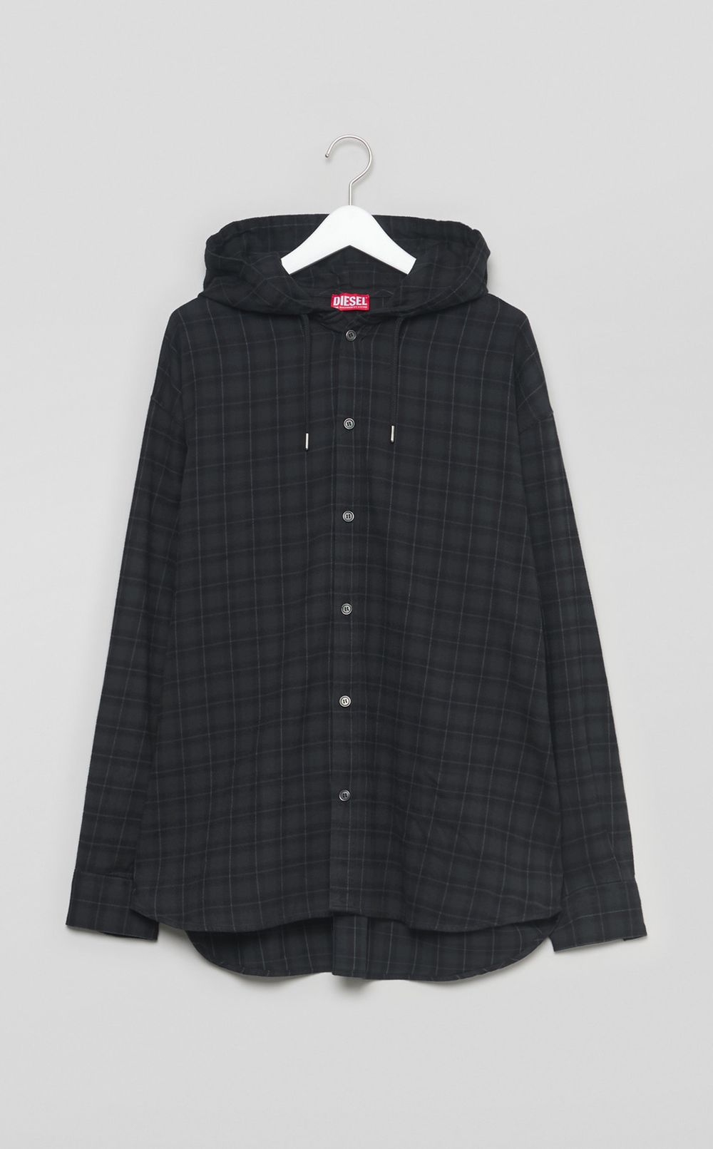 フランネルチェックフードシャツ