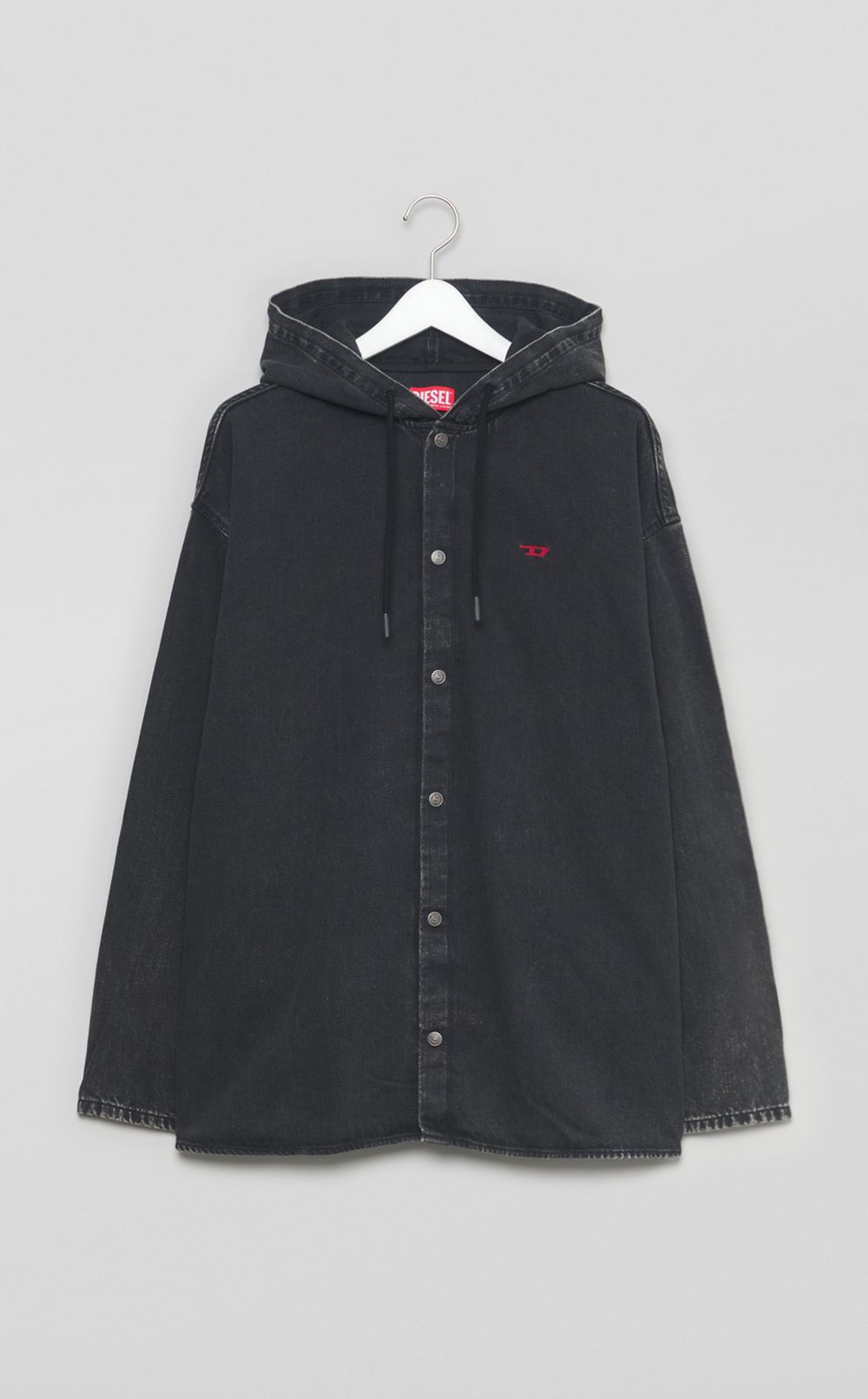 デニムフードシャツ