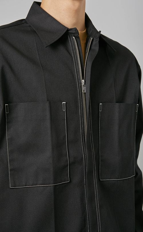 コットン混ジップシャツ