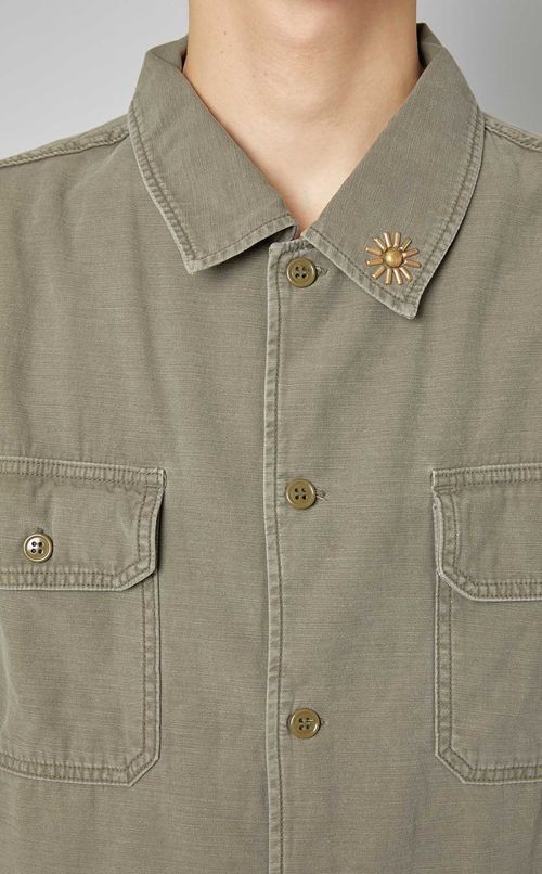 小花スタッズミリタリー半袖シャツ