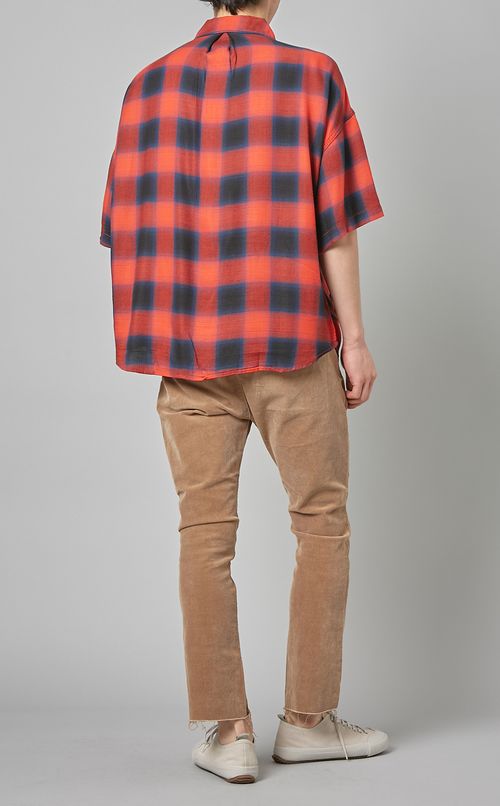 オンブレーチェック半袖シャツ