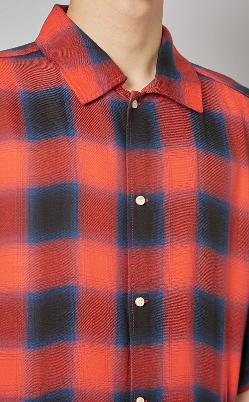 オンブレーチェック半袖シャツ