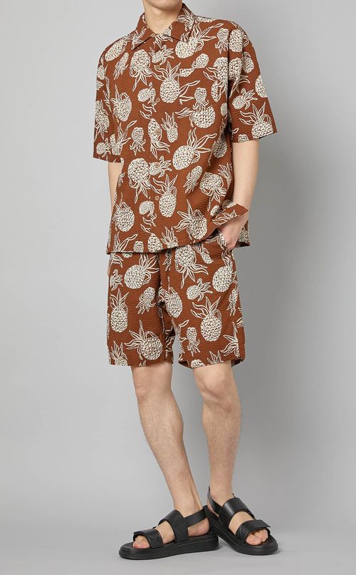パイナップルプリント半袖シャツ