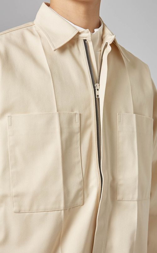 コットン混ジップシャツ