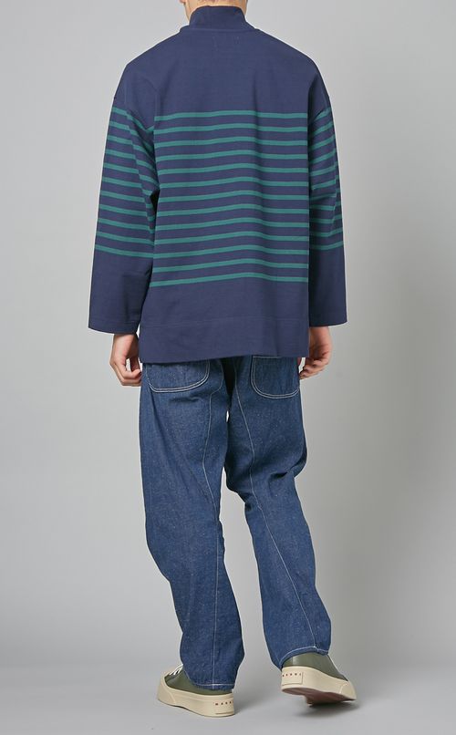 ボーダーハイネックシャツ