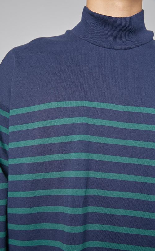 ボーダーハイネックシャツ