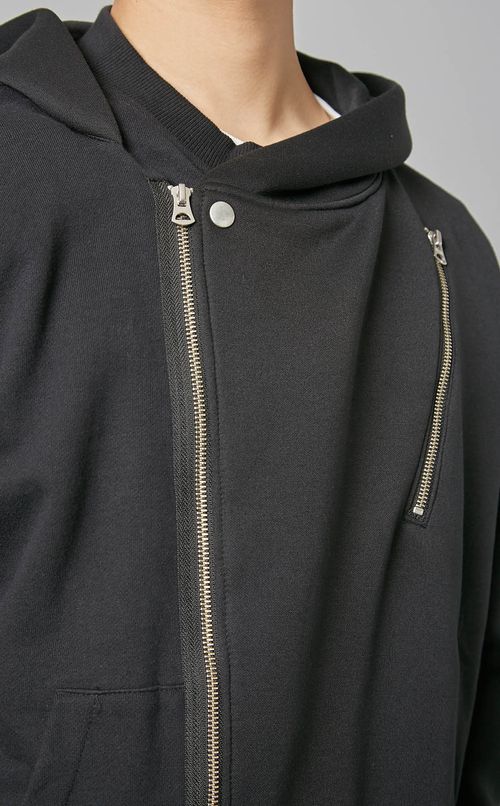 アシンメトリックジップフーディー