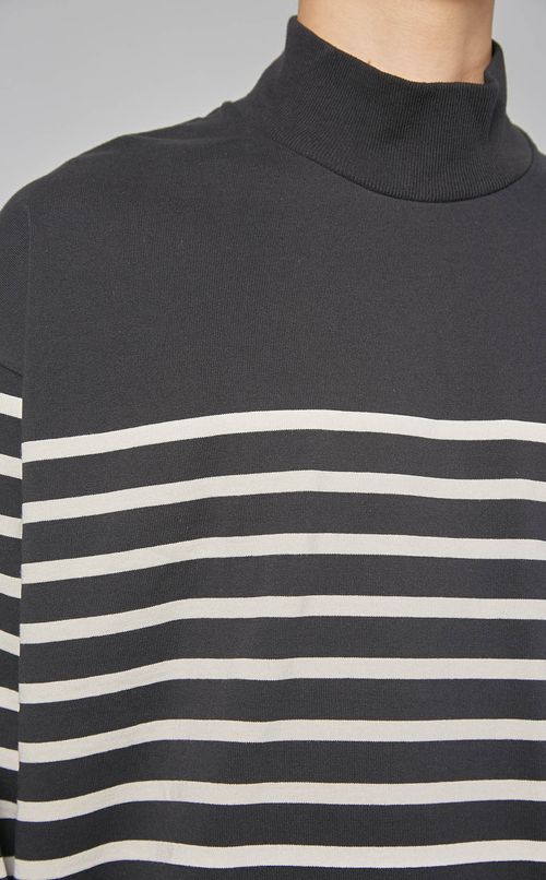 ボーダーハイネックシャツ