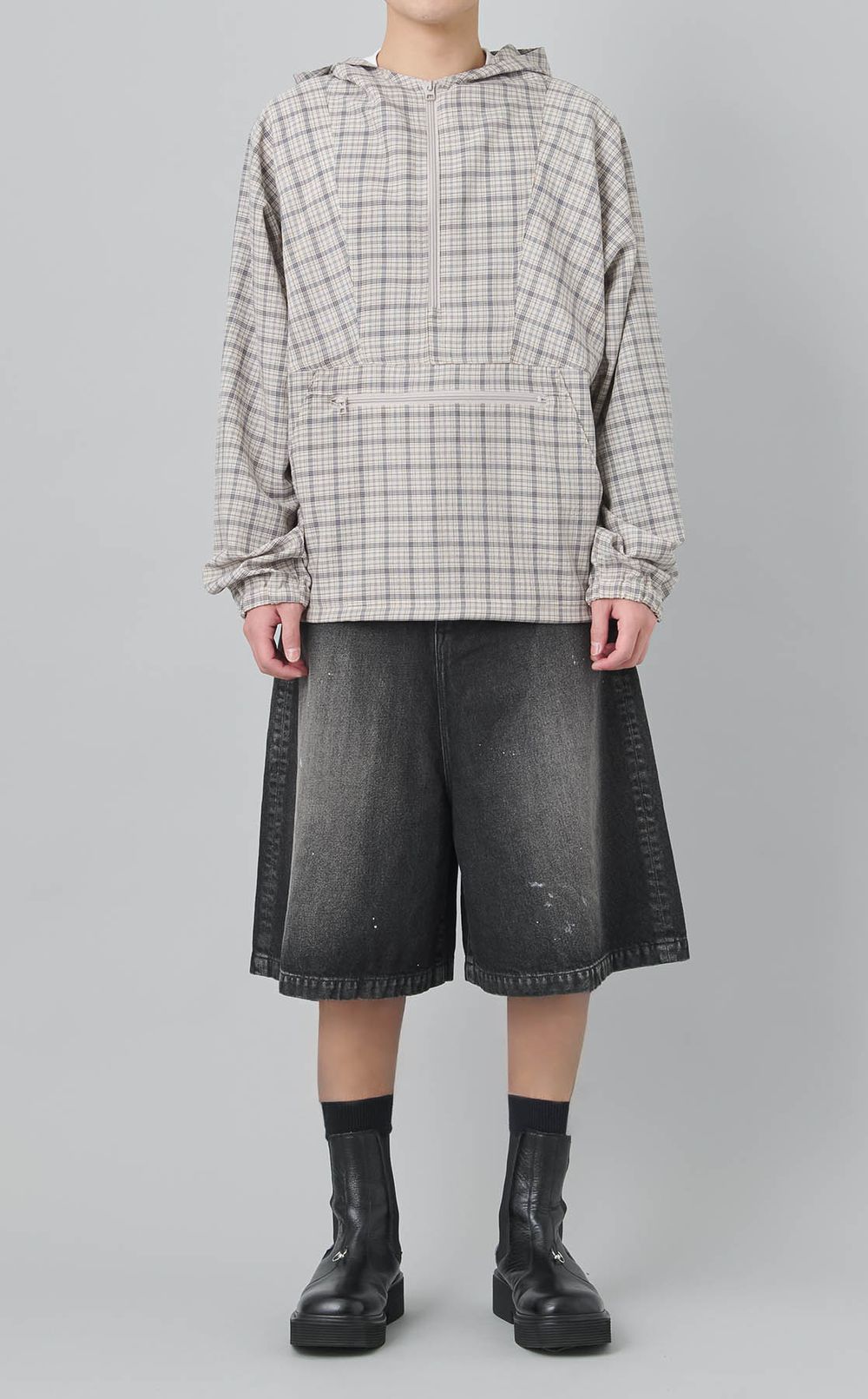 ウォッシュドデニムルーズショーツ