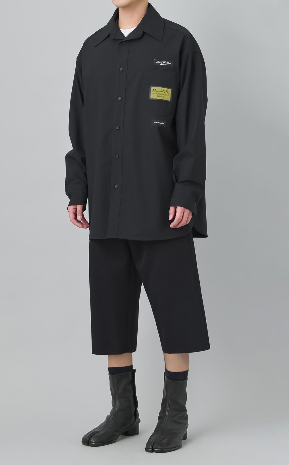 ウールブレンドネームアウトシャツ