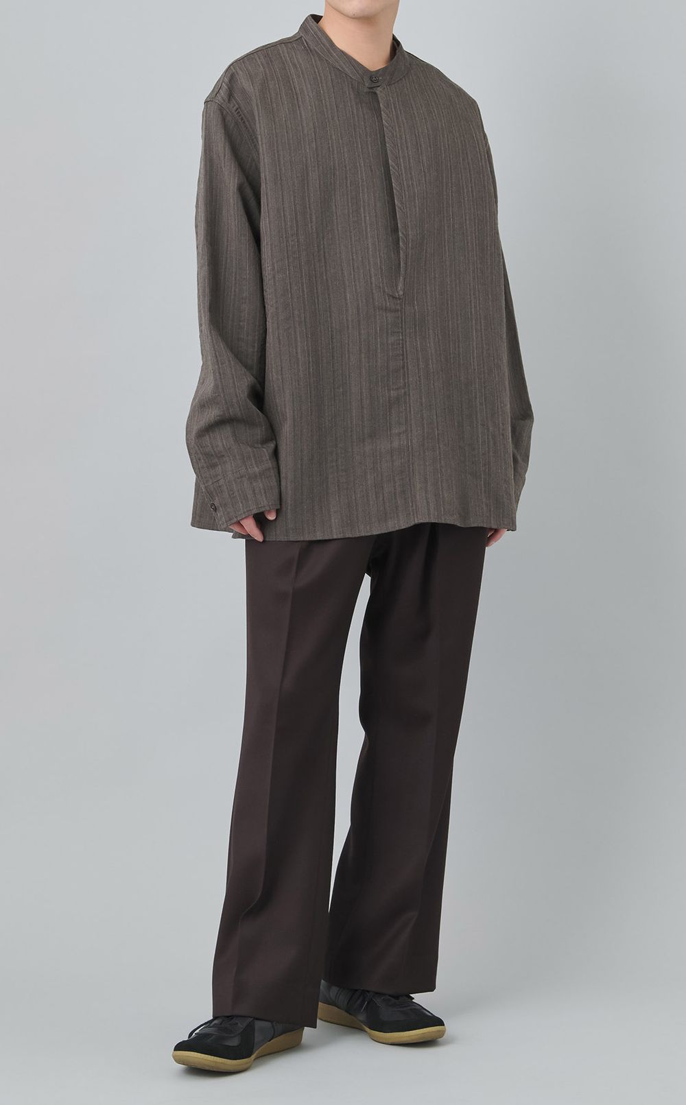 ヘリンボーンドレープカラーシャツ