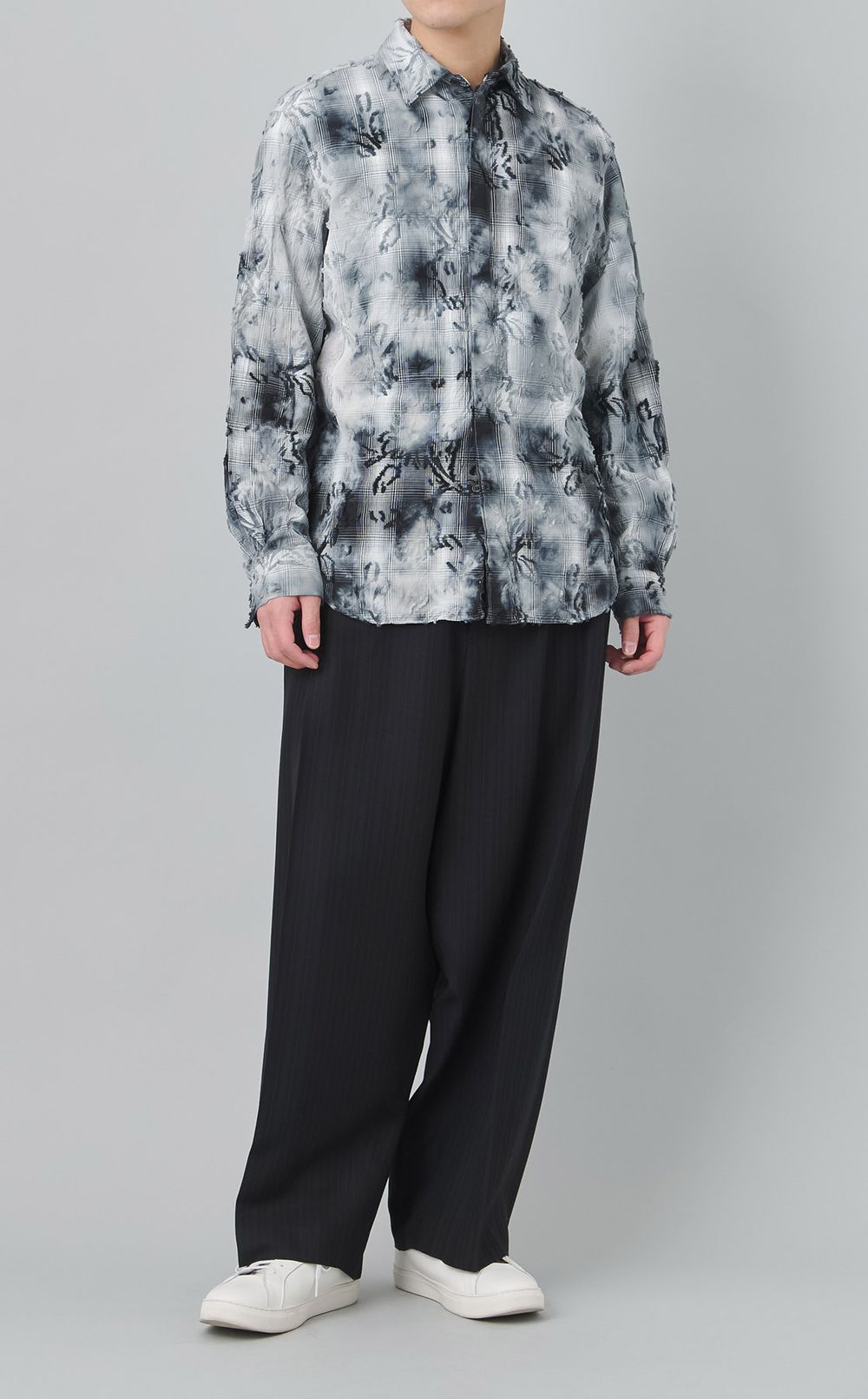 ツイードストライプサルエルパンツ