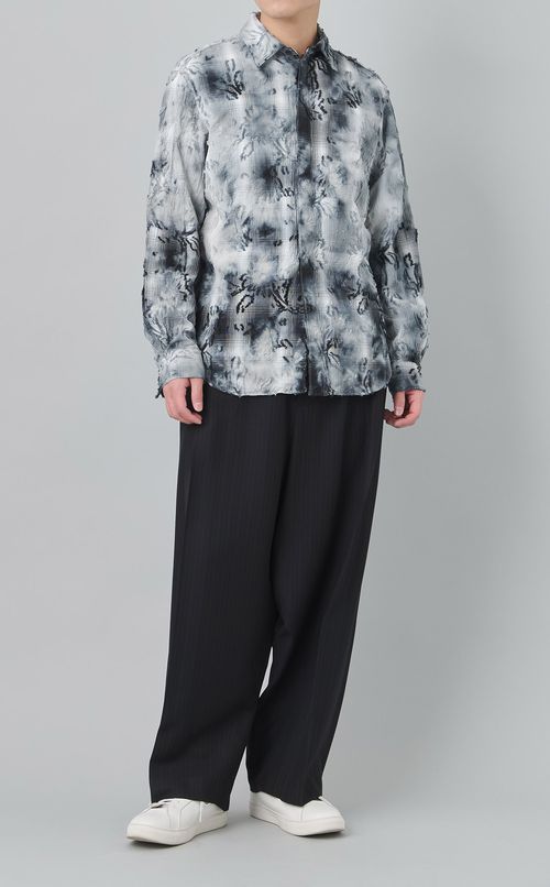 ツイードストライプサルエルパンツ