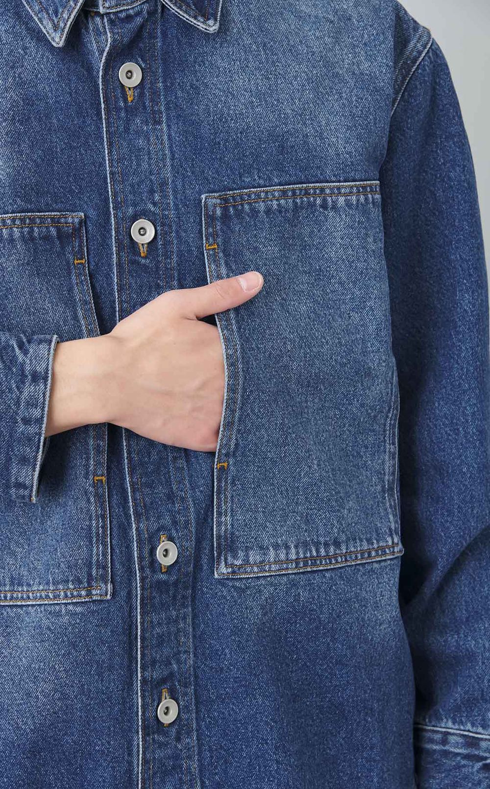 ウォッシュデニムオーバーシャツ