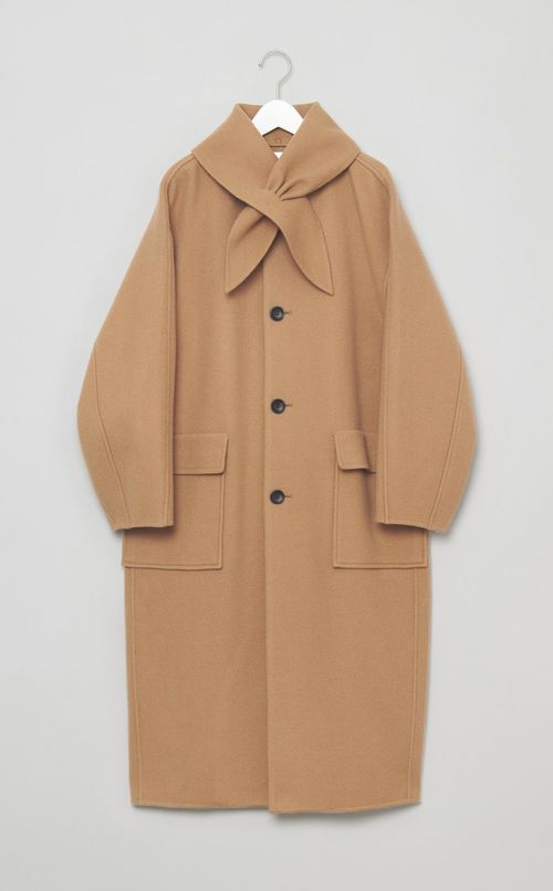 スカーフデザインロングコート