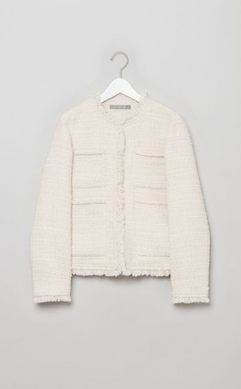 ノーカラーツイードジャケット